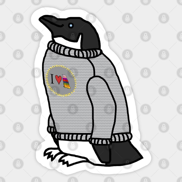 Penguin Wearing a Sweater at Christmas Sticker by ellenhenryart